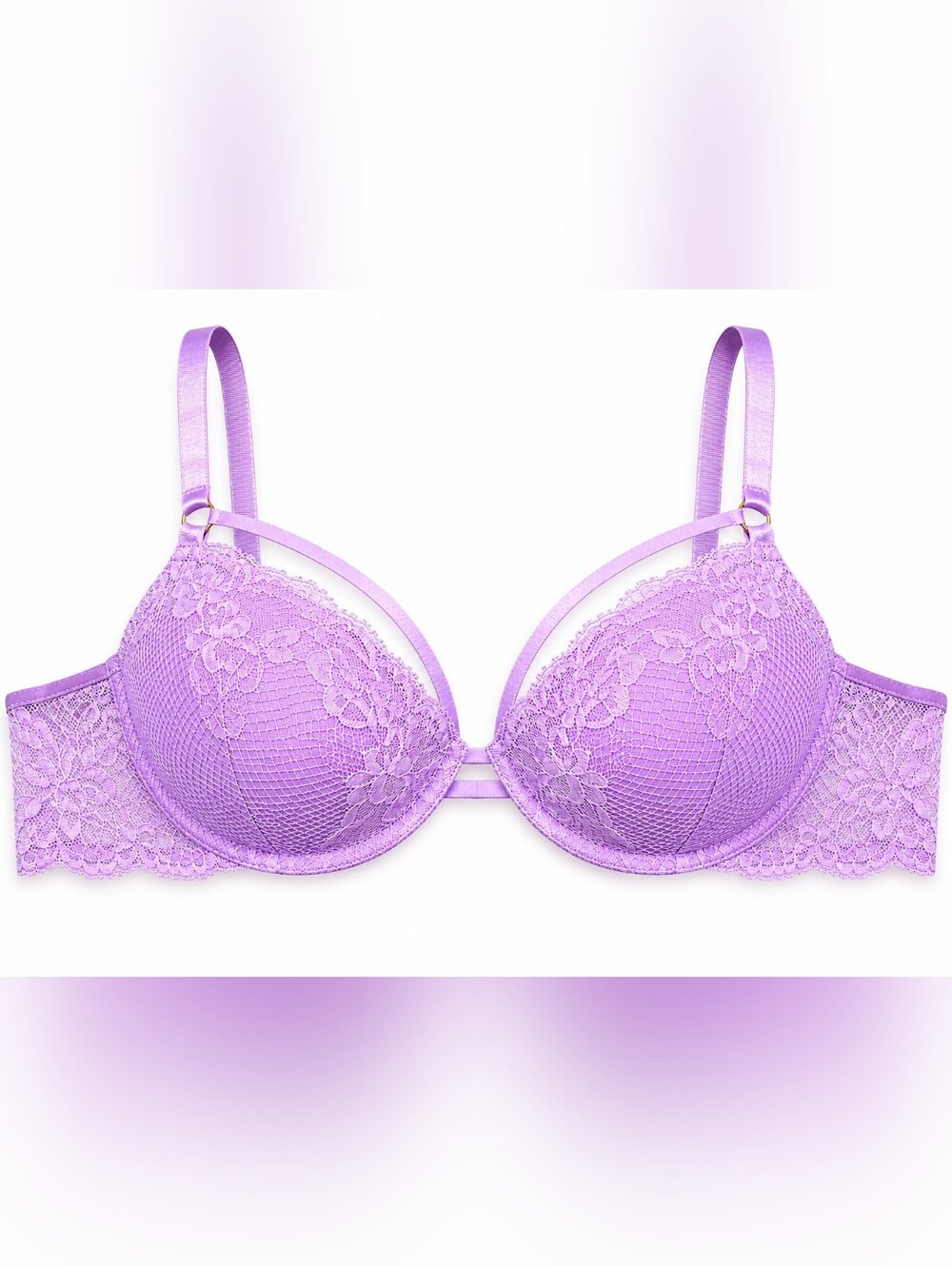 Victoria’s Secret Very Sexy Strappy Fishnet Push-Up Bra 34D Silky Lilac Lace